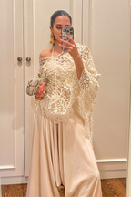 Komal Kapoor Grover in Ivory Organza Pearl Cape with Dhoti Pants