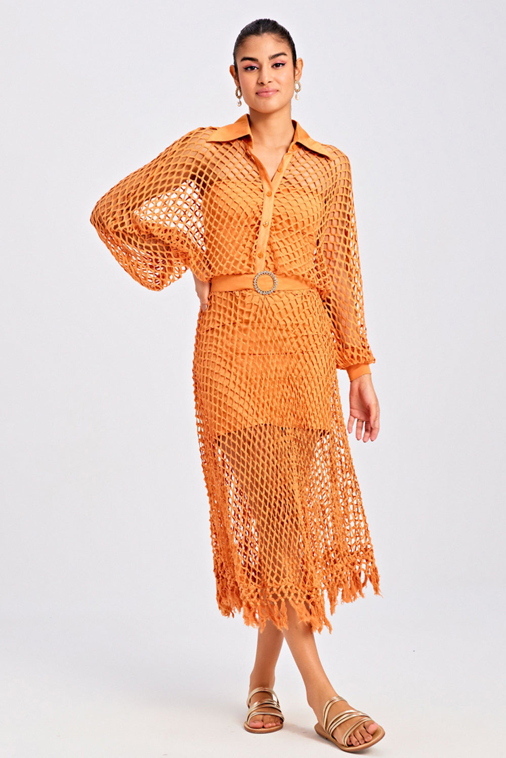 Ola Fringe Orange Dress