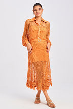 Ola Fringe Orange Dress