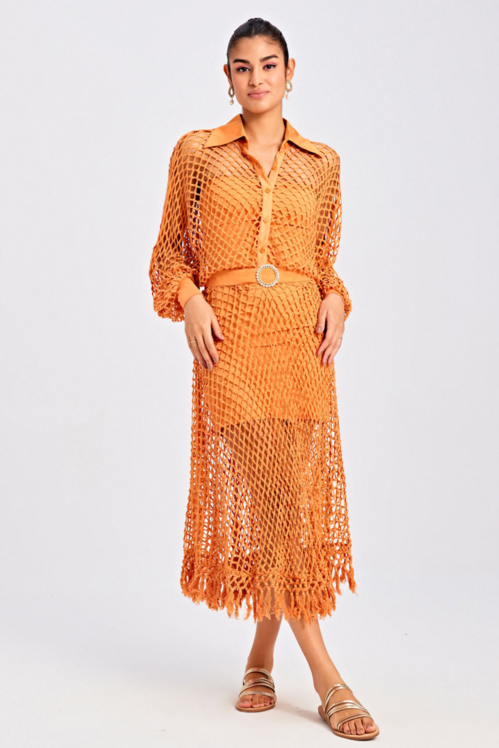 Ola Fringe Orange Dress