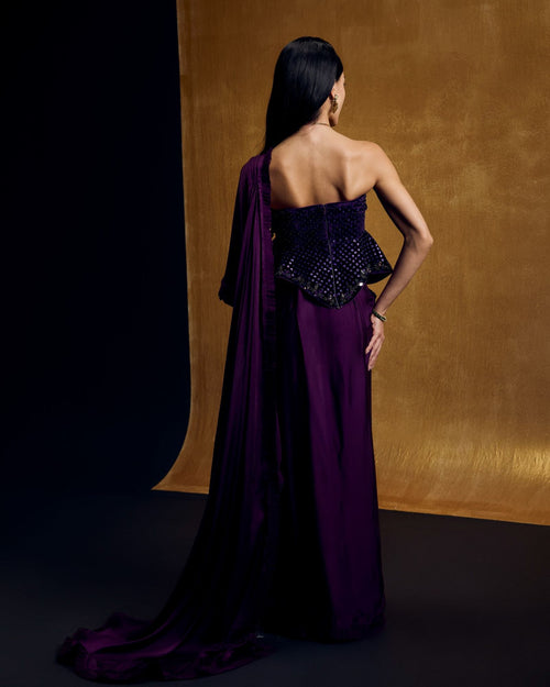 Lustre Velvet Peplum Saree