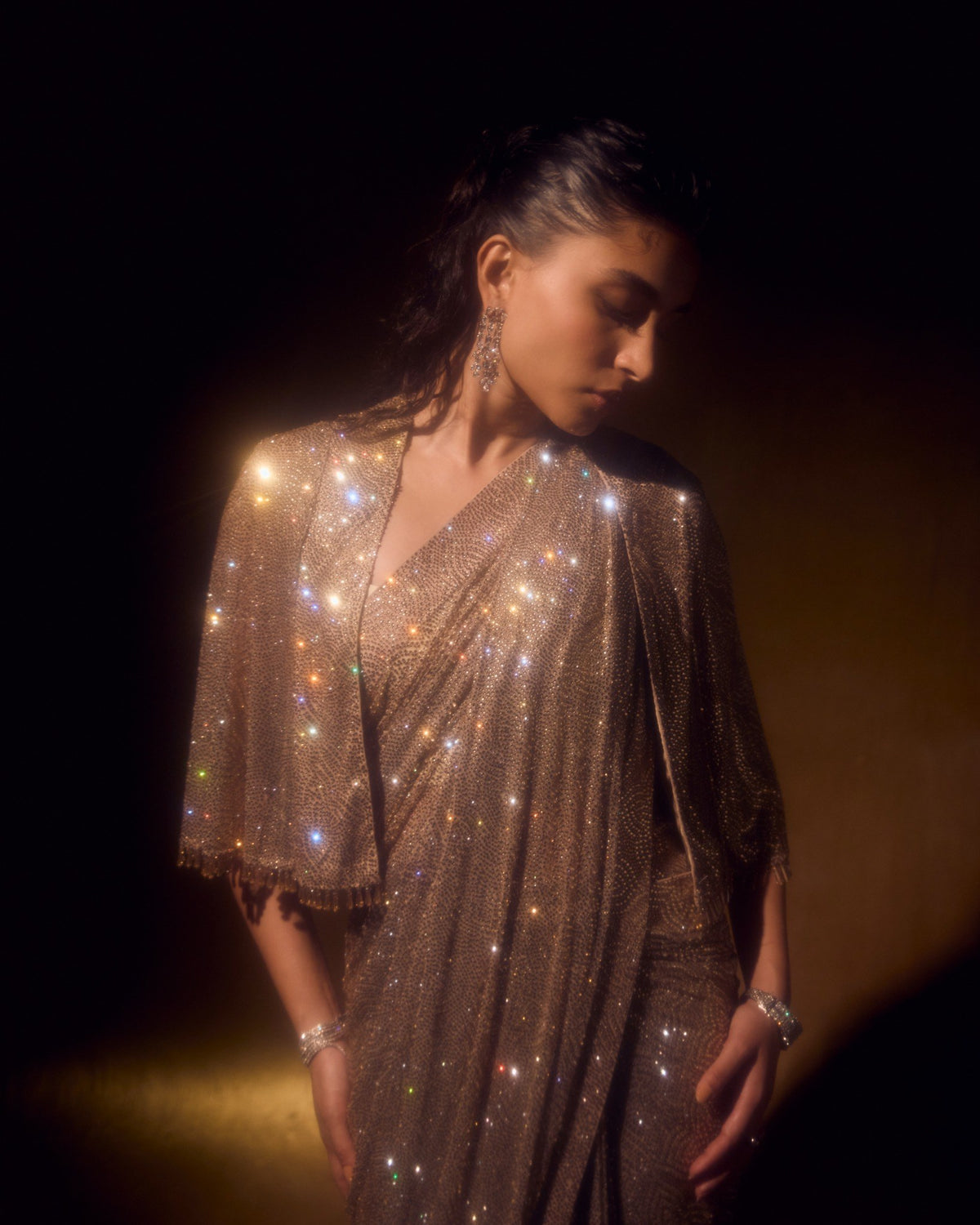 Champagne Crystal Sari