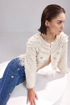 Ivory embroidered pearl jacket