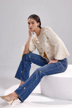 Ivory embroidered pearl jacket