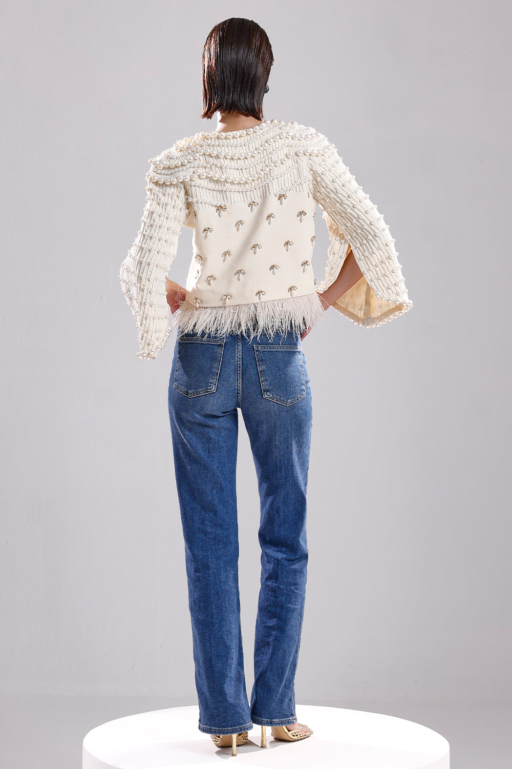 Ivory embroidered pearl jacket