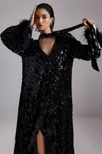 Black Sequence Kaftan