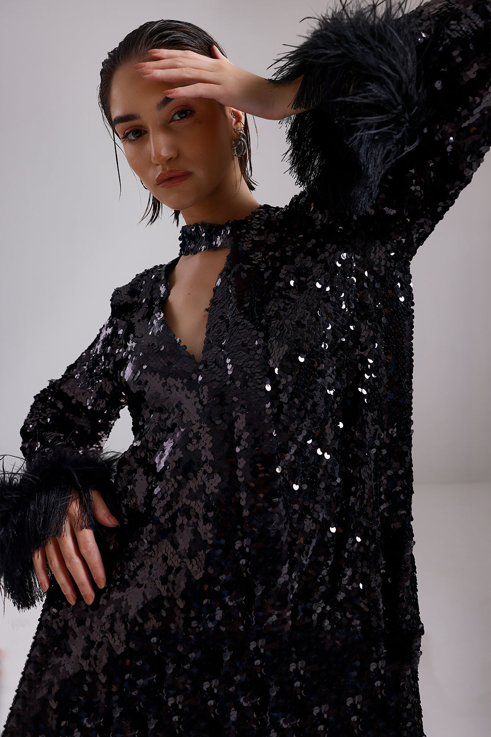 Black Sequence Kaftan