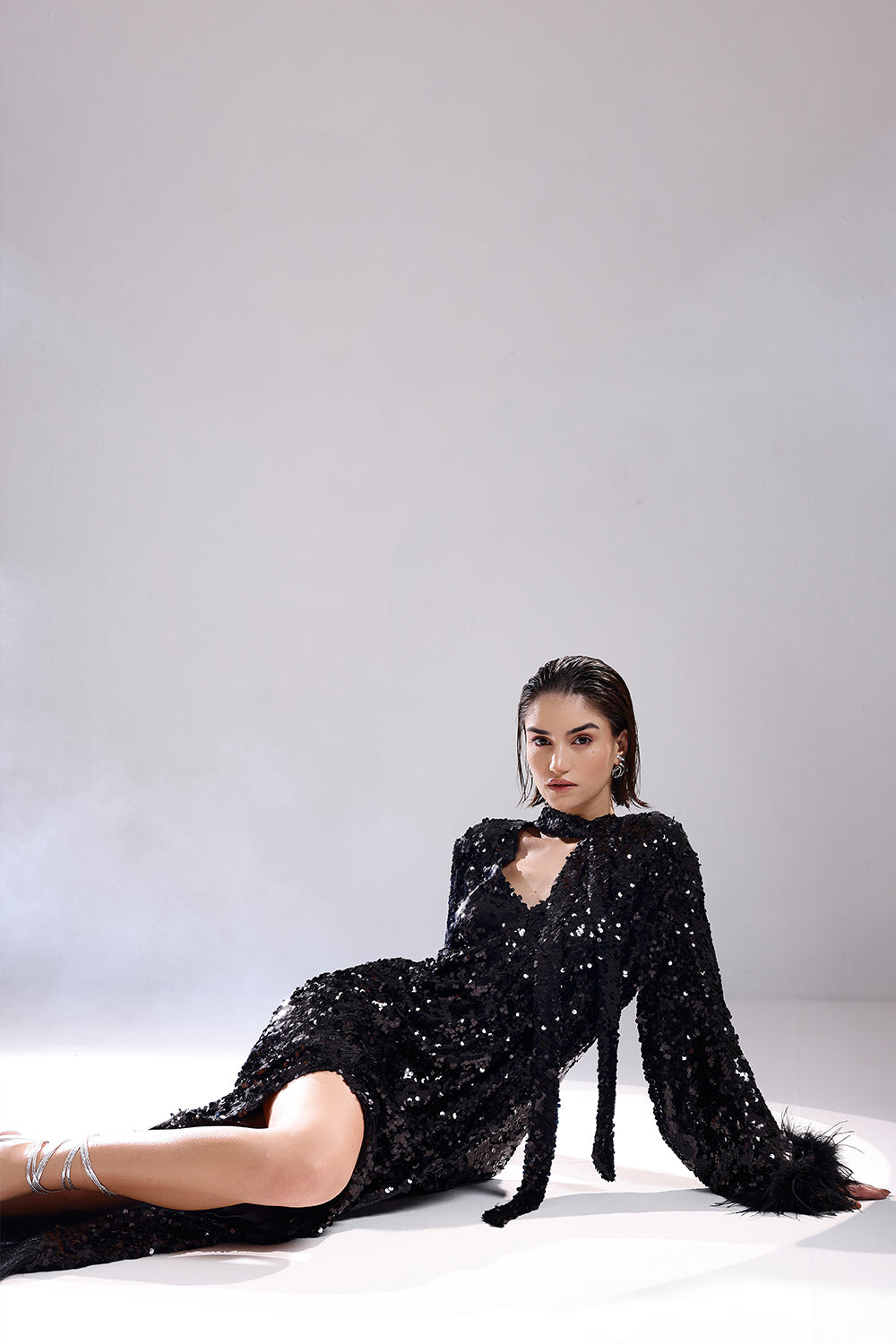 Black Sequence Kaftan