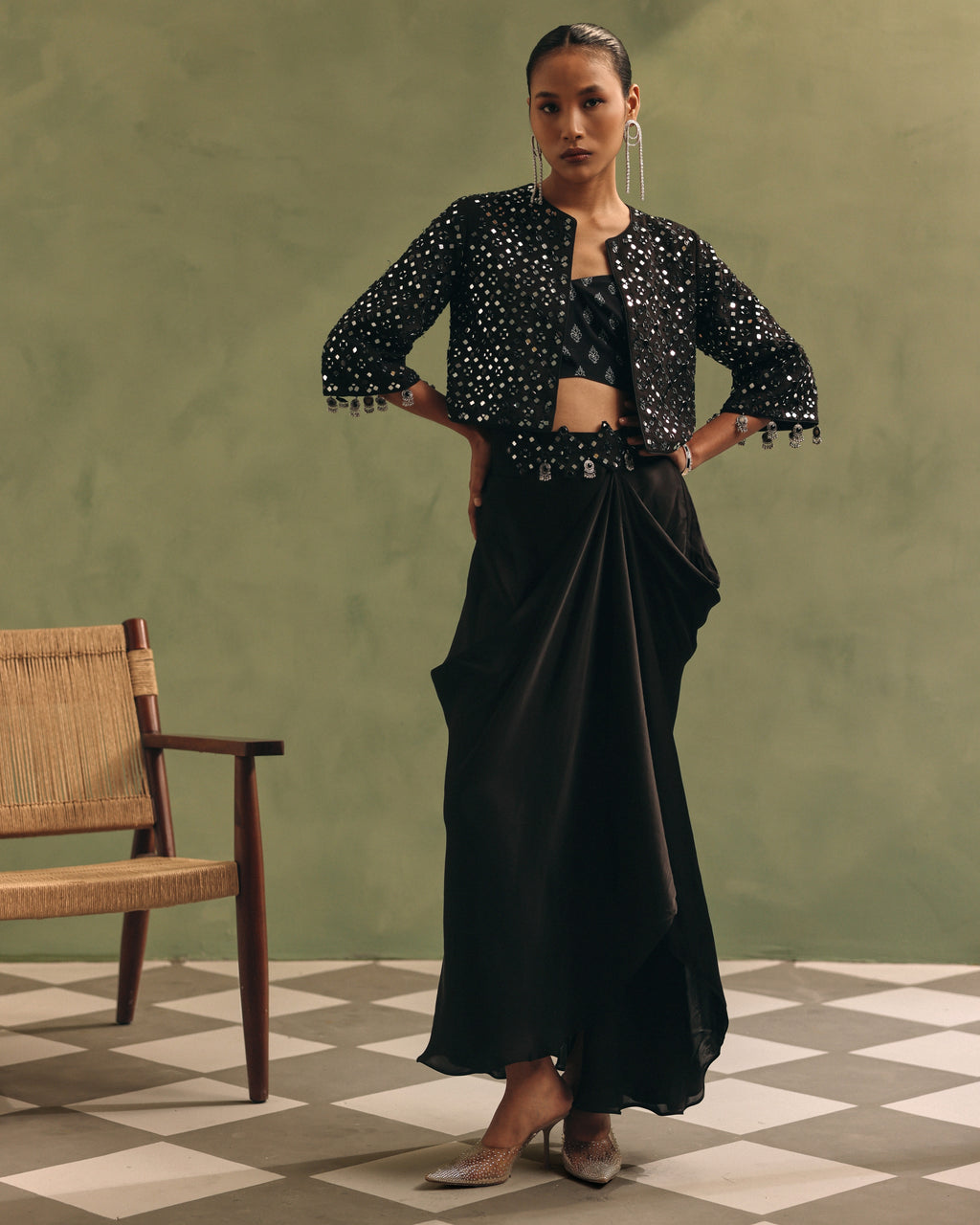 Noir Mirror Jacket Set