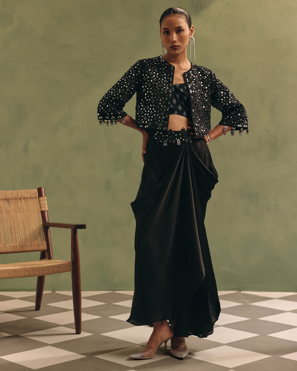 Noir Mirror Jacket Set