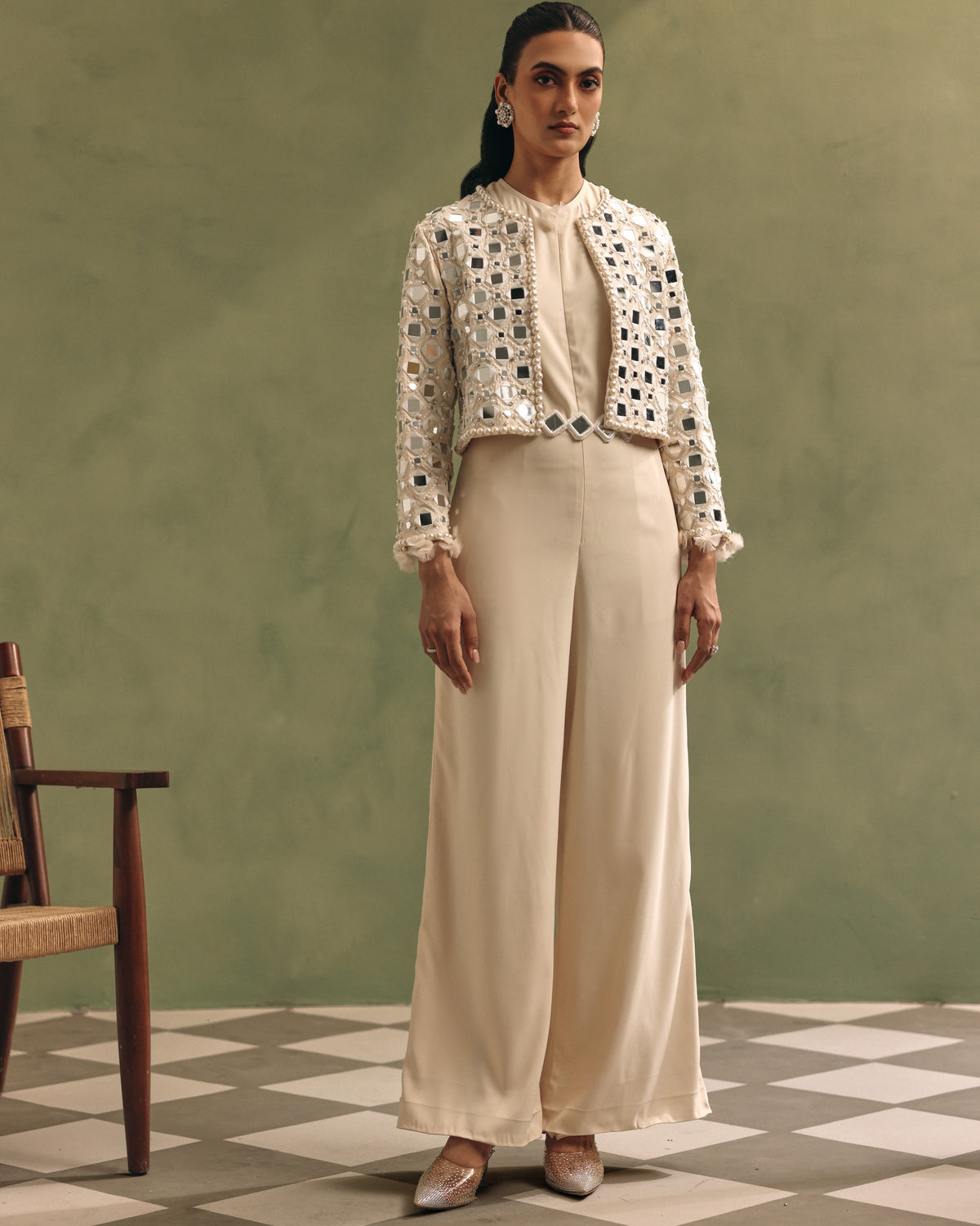 Ivory Radiance Jacket Jumpsuit Set