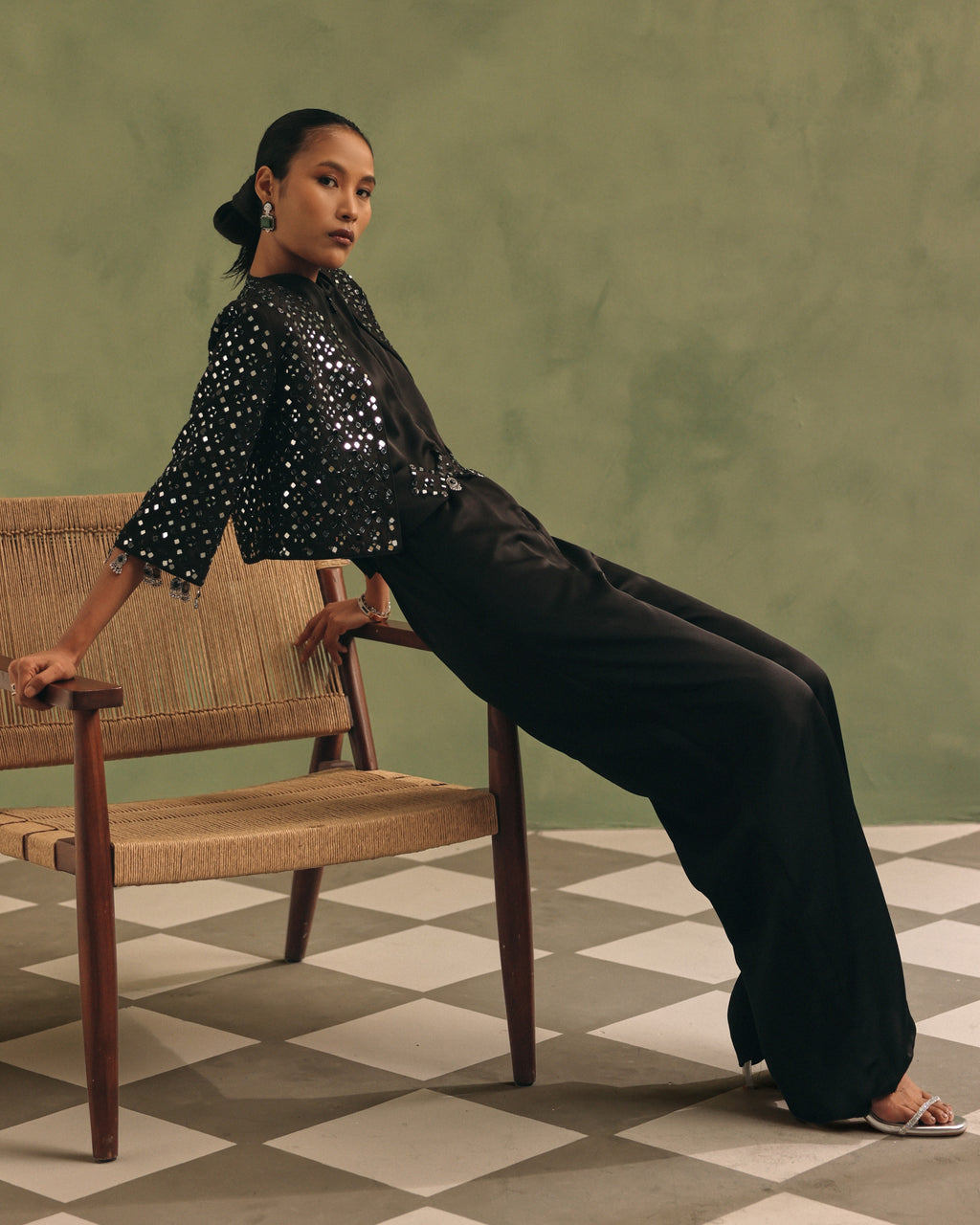 Noir Mirror Jacket Jumpsuit Set