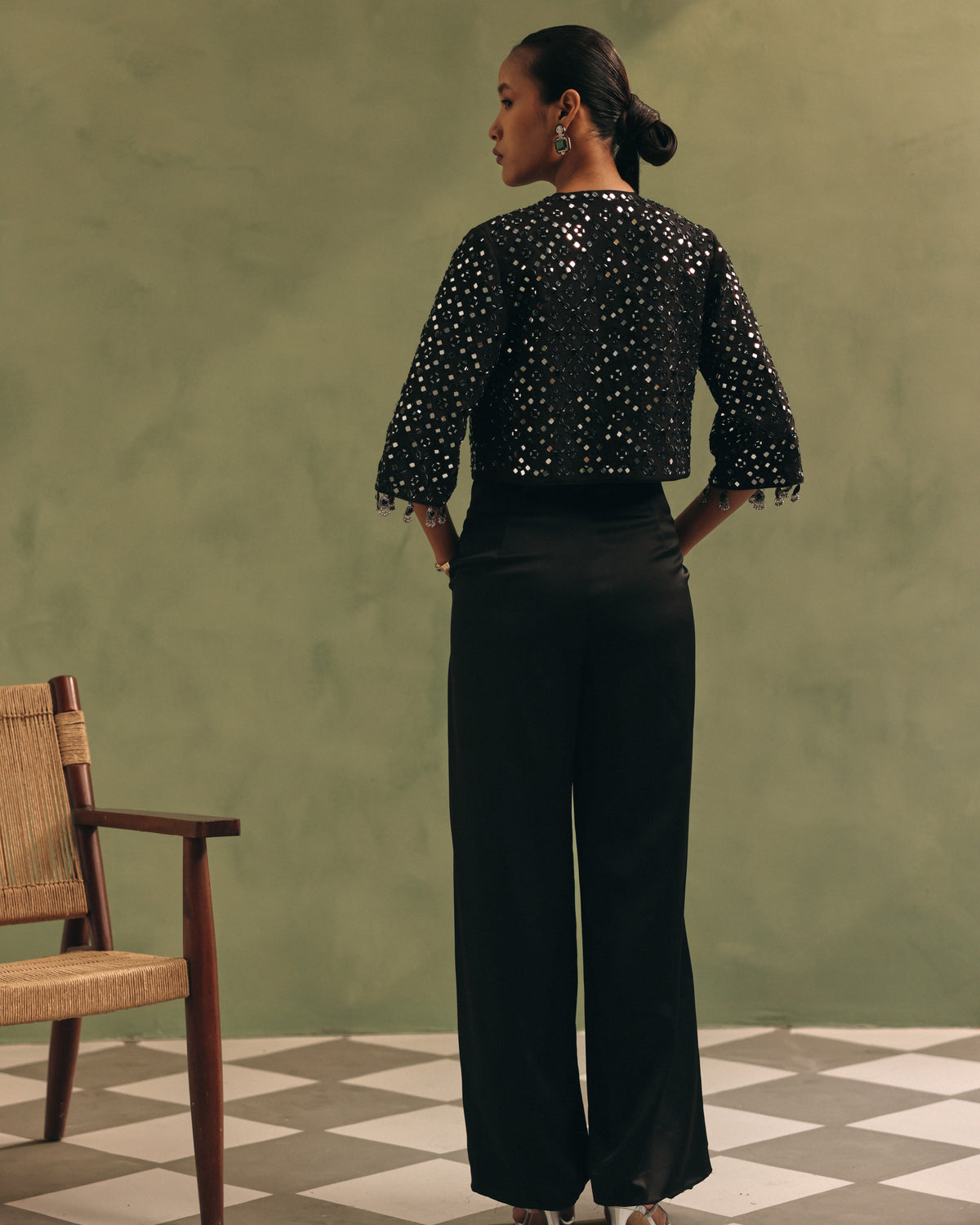 Noir Mirror Jacket Jumpsuit Set