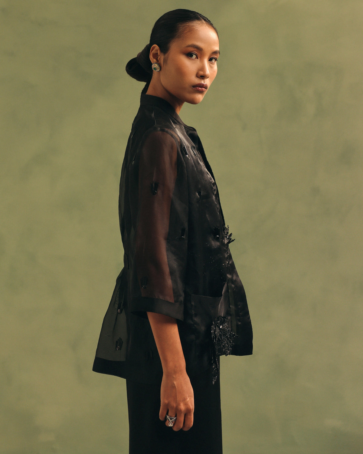Ebony Organza Jacket & Jumpsuit Set
