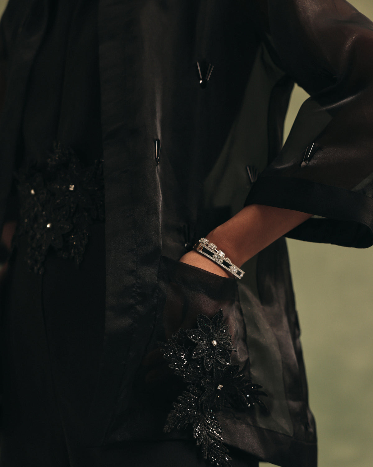 Ebony Organza Jacket & Jumpsuit Set