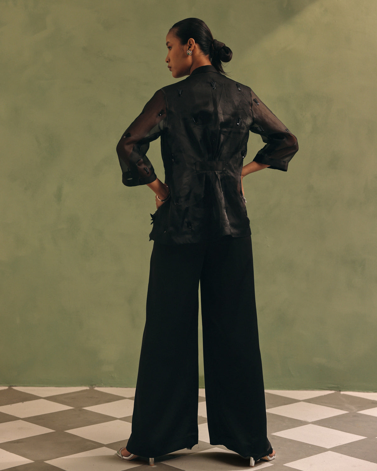 Ebony Organza Jacket & Jumpsuit Set