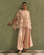 Blush Organza Cape Dhoti Set