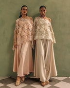Blush Organza Cape Dhoti Set