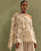 Ivory Organza Cape Dhoti Set