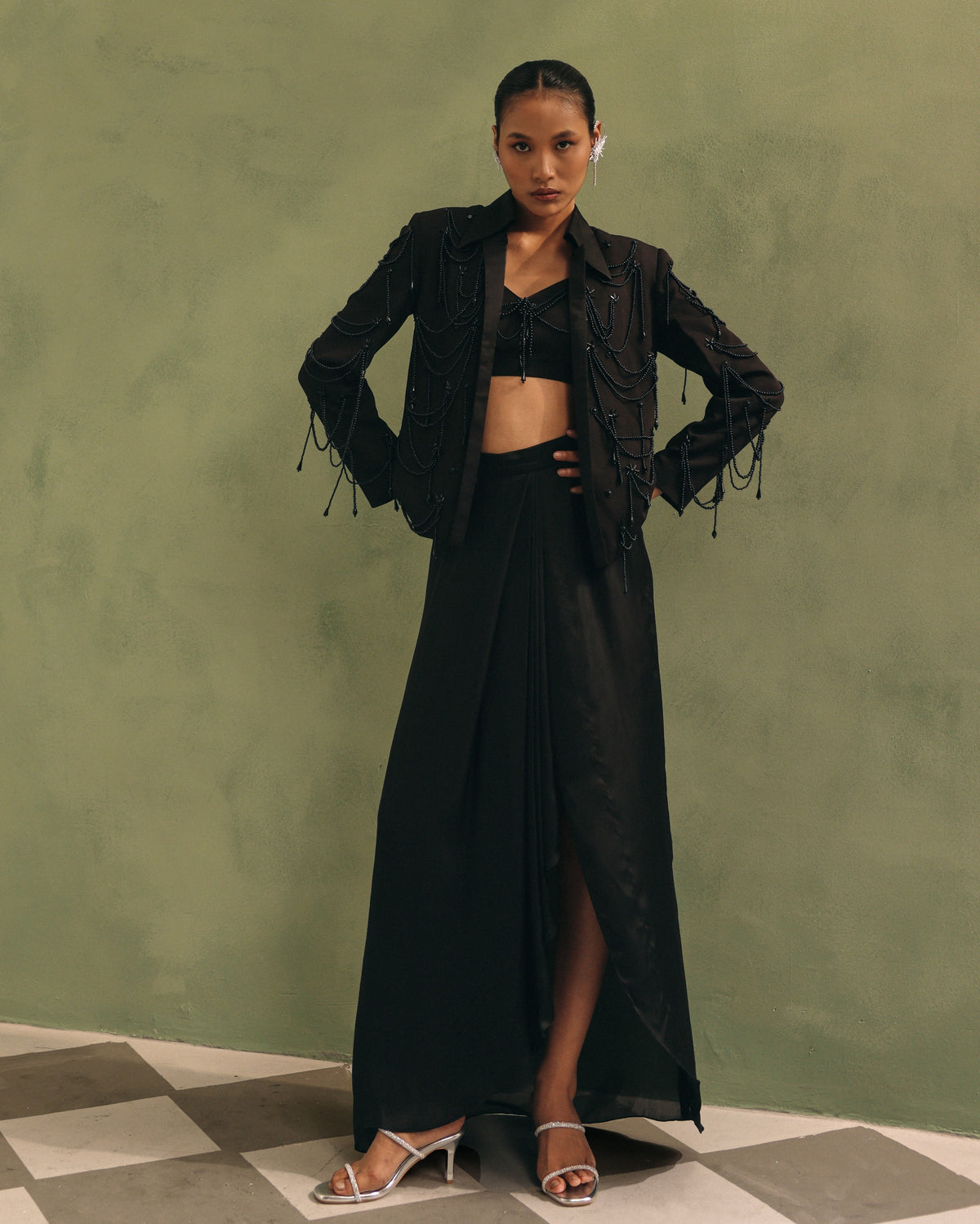 Noir Beaded Jacket Set