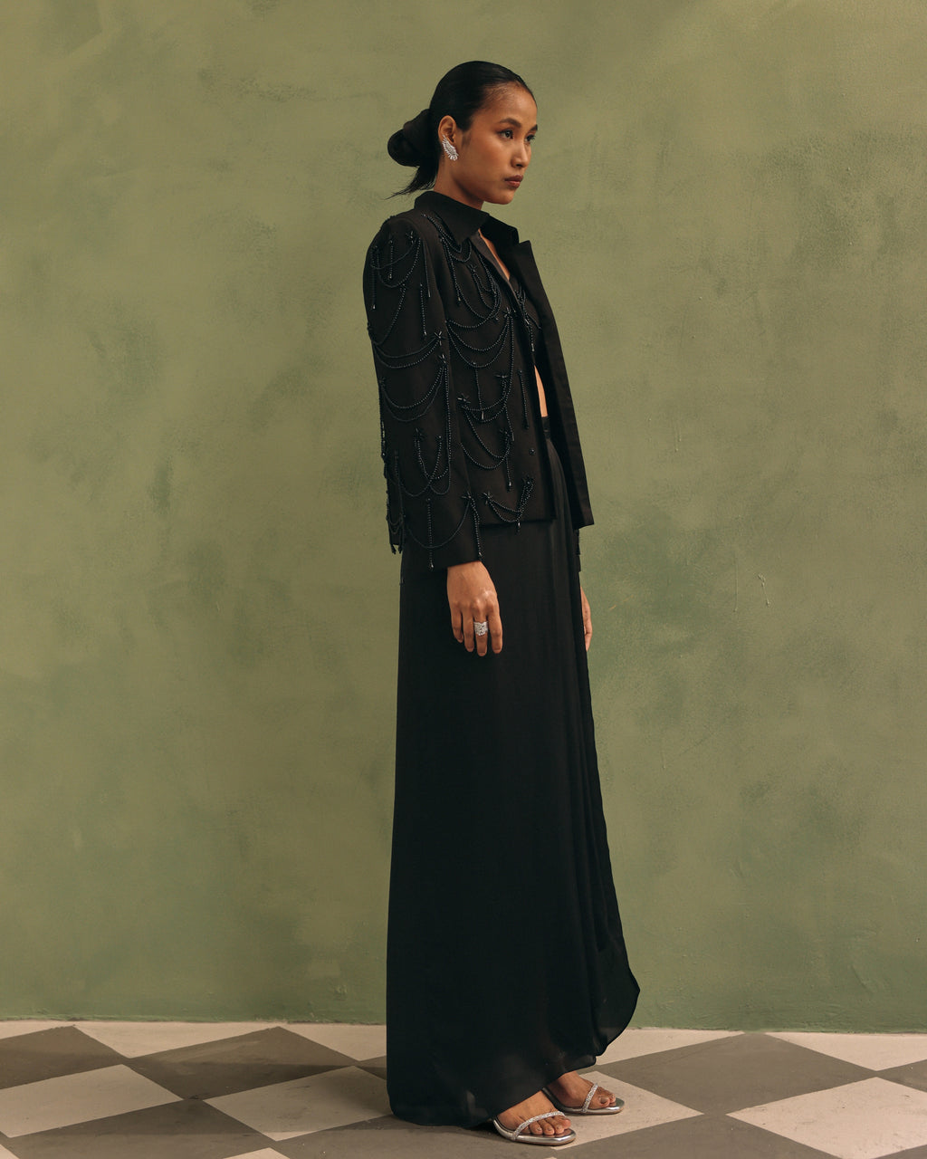 Noir Beaded Jacket Set