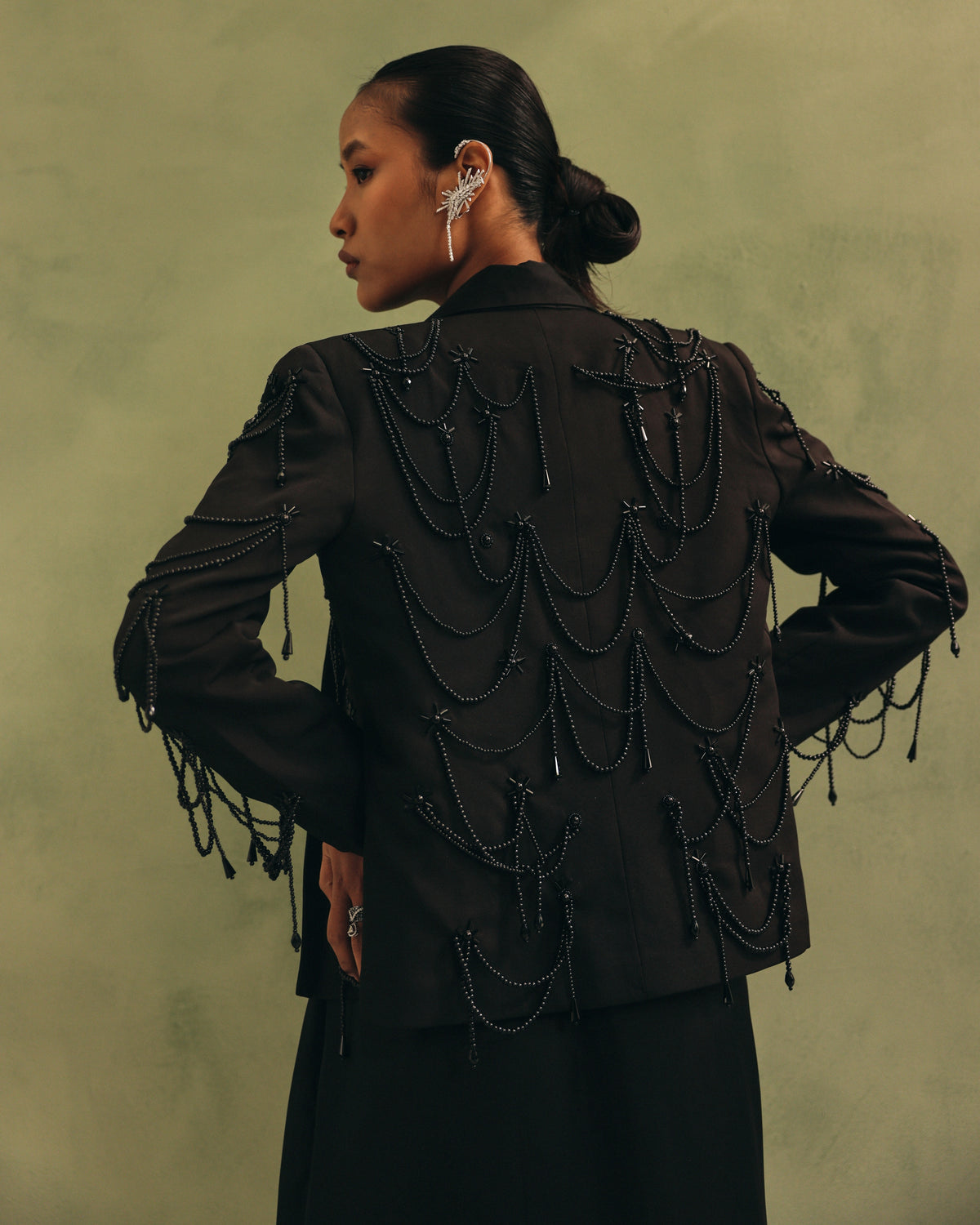 Noir Beaded Jacket Set