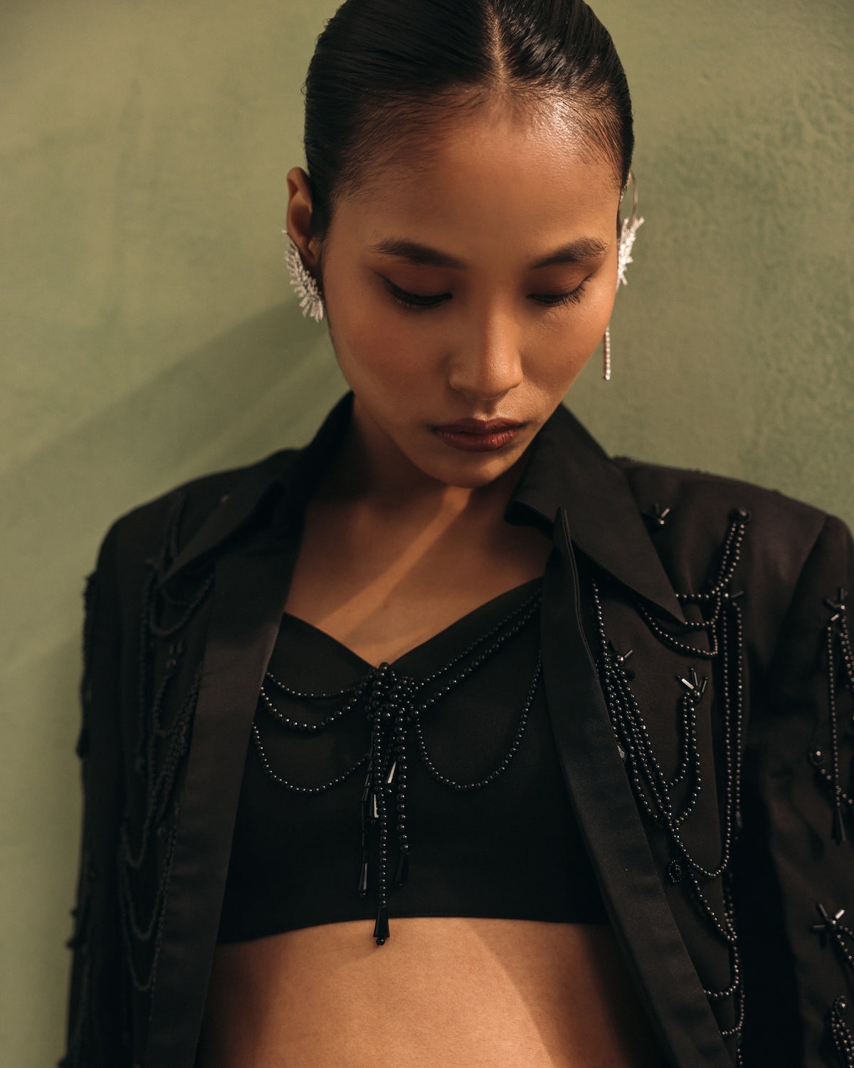 Noir Beaded Jacket Set