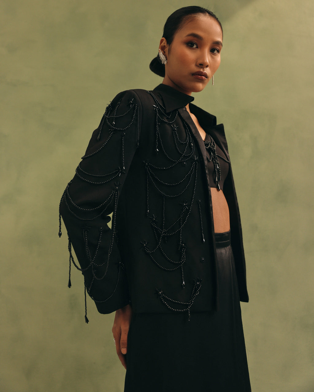 Noir Beaded Jacket Set