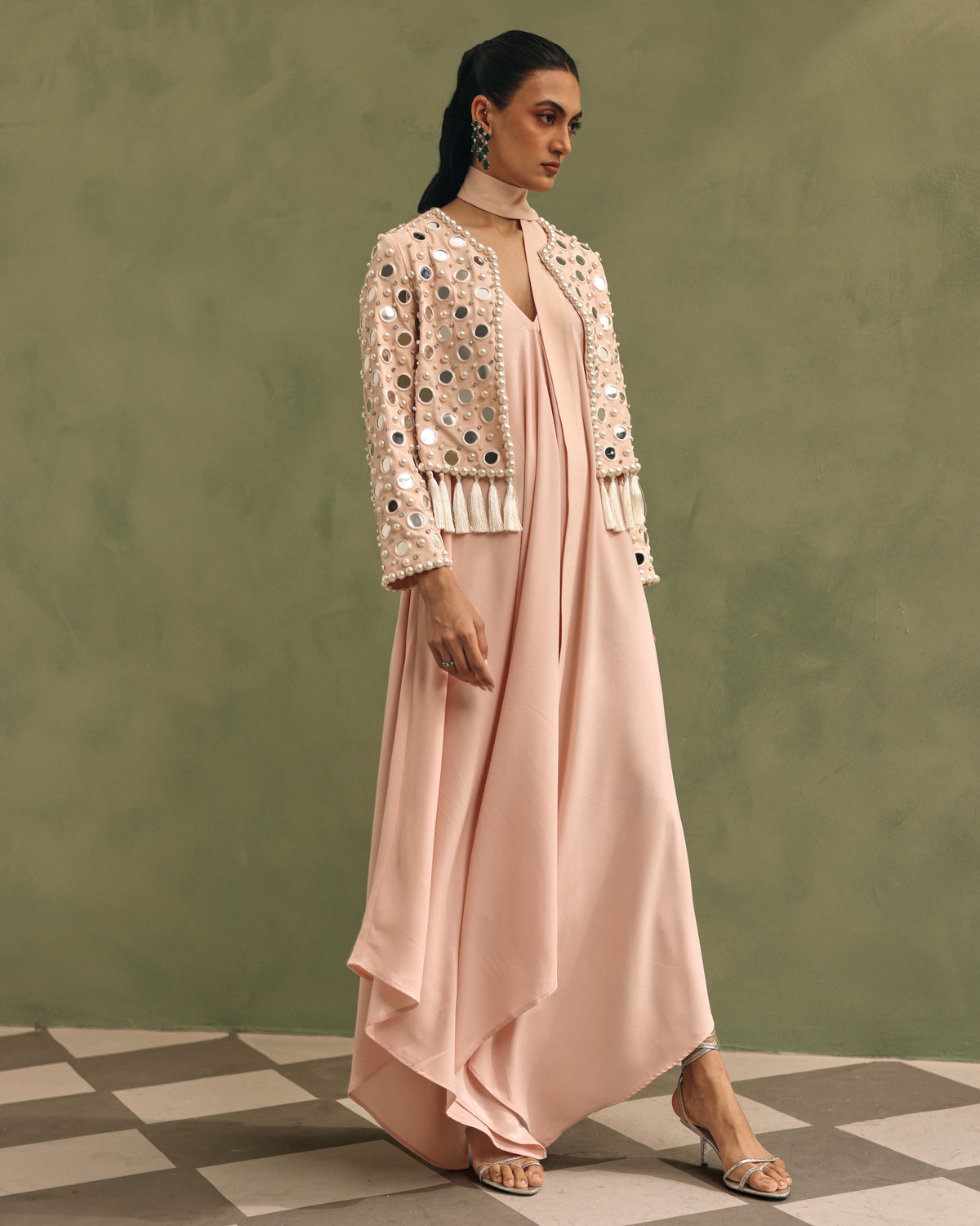 Blush Pink Mirror Jacket Set