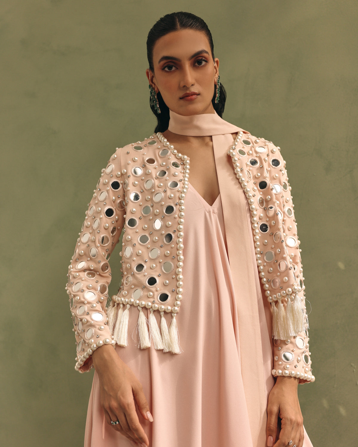 Blush Pink Mirror Jacket Set