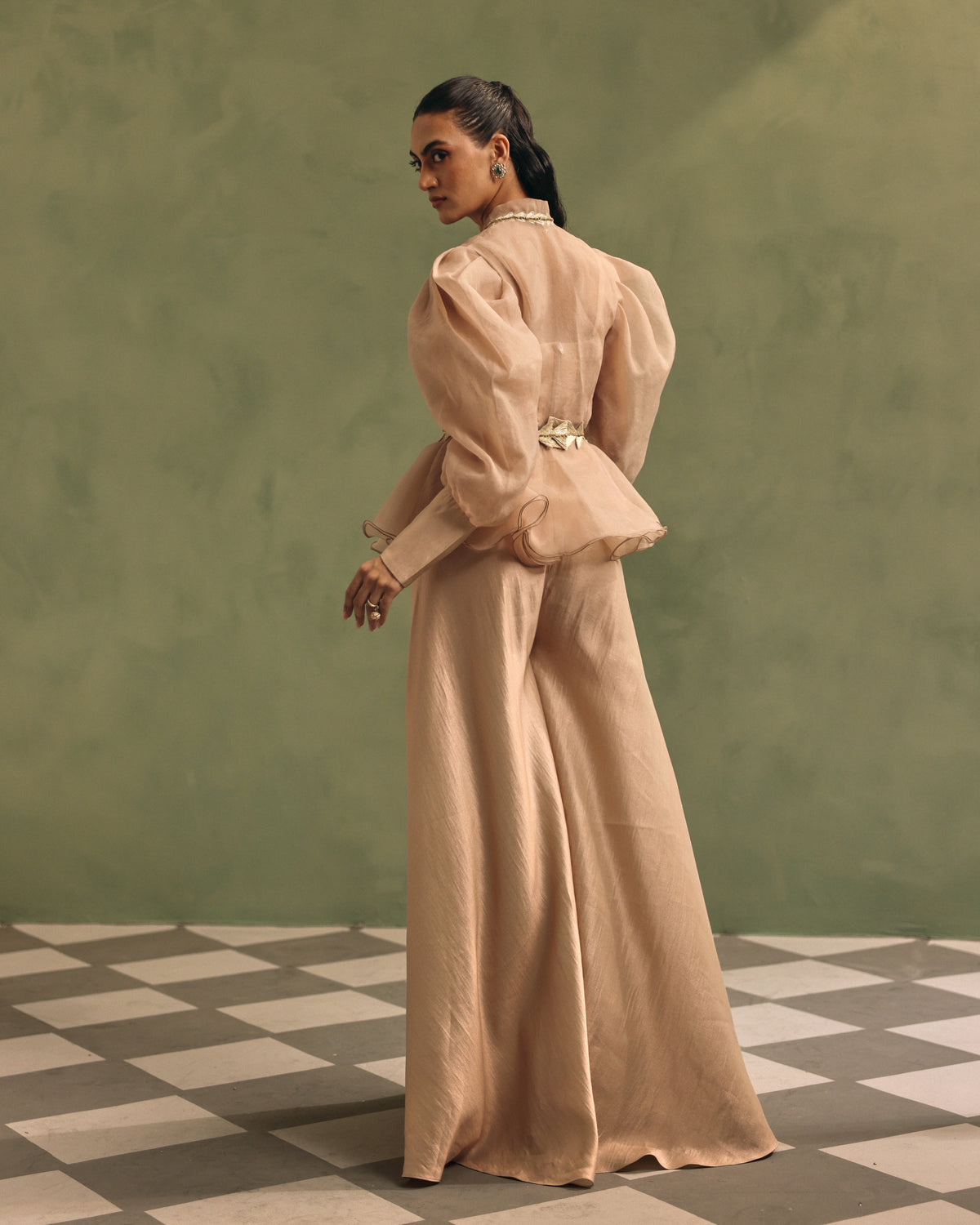 Champagne Peplum Jacket Set