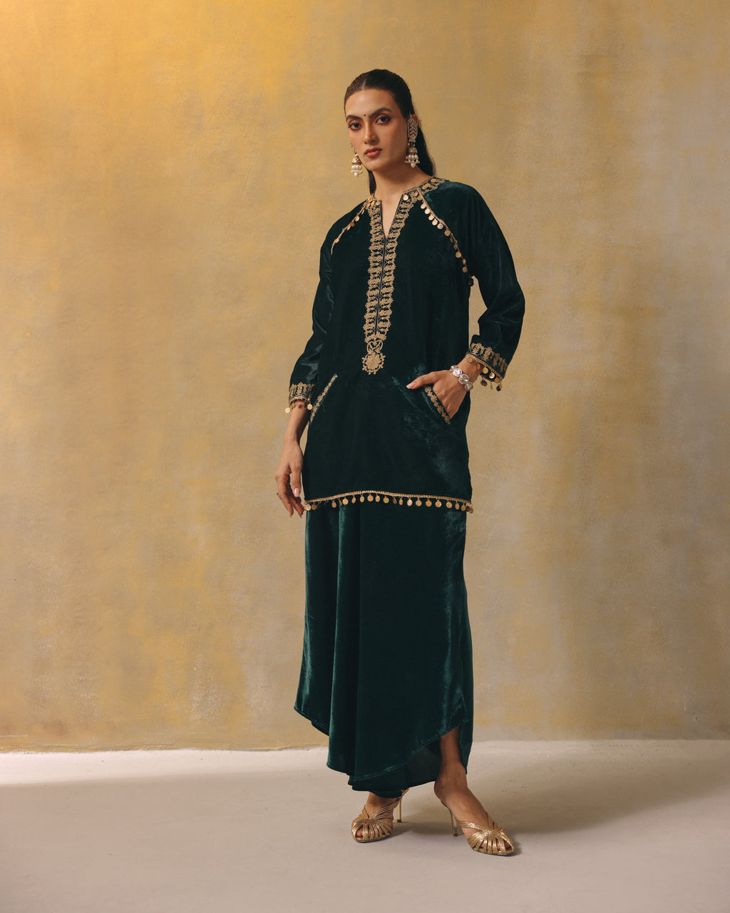 Emerald Velvet Firan Kurta Set