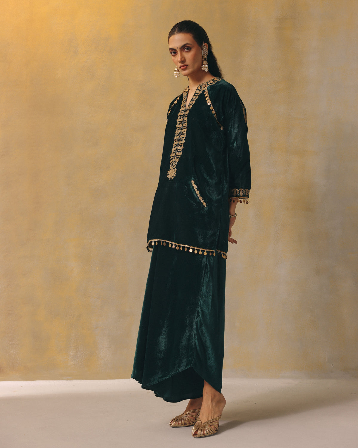 Emerald Velvet Firan Kurta Set