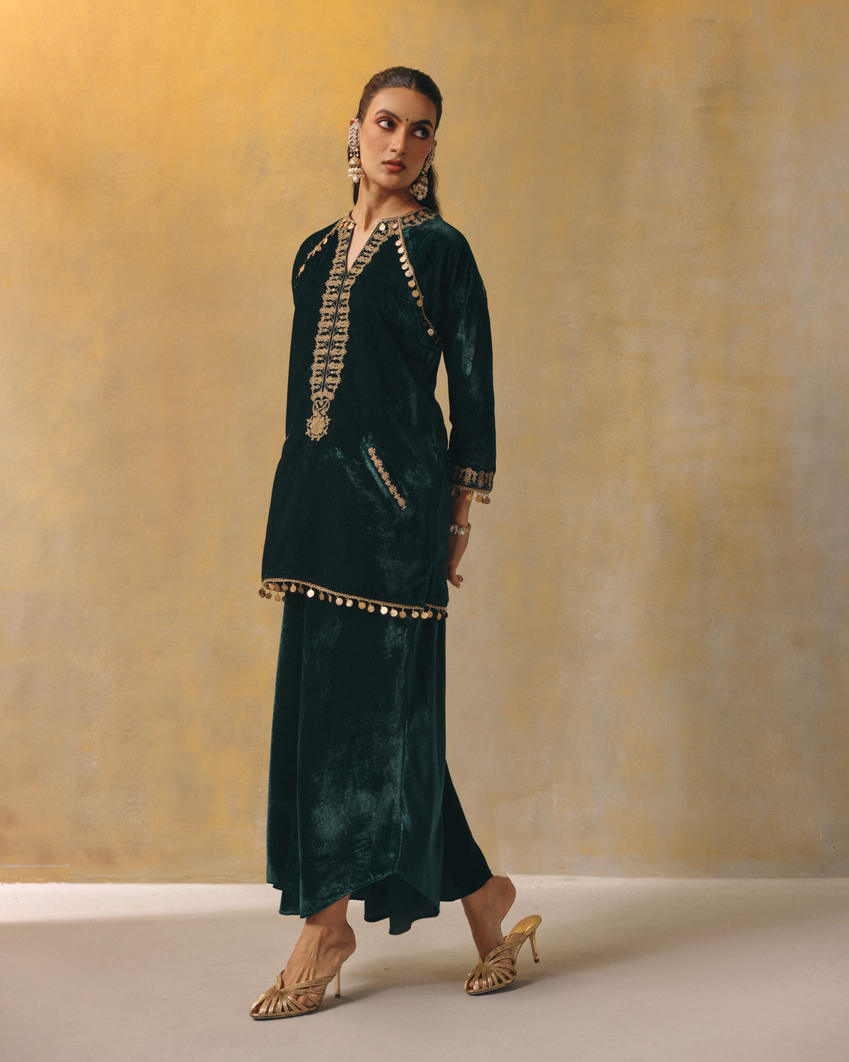 Emerald Velvet Firan Kurta Set