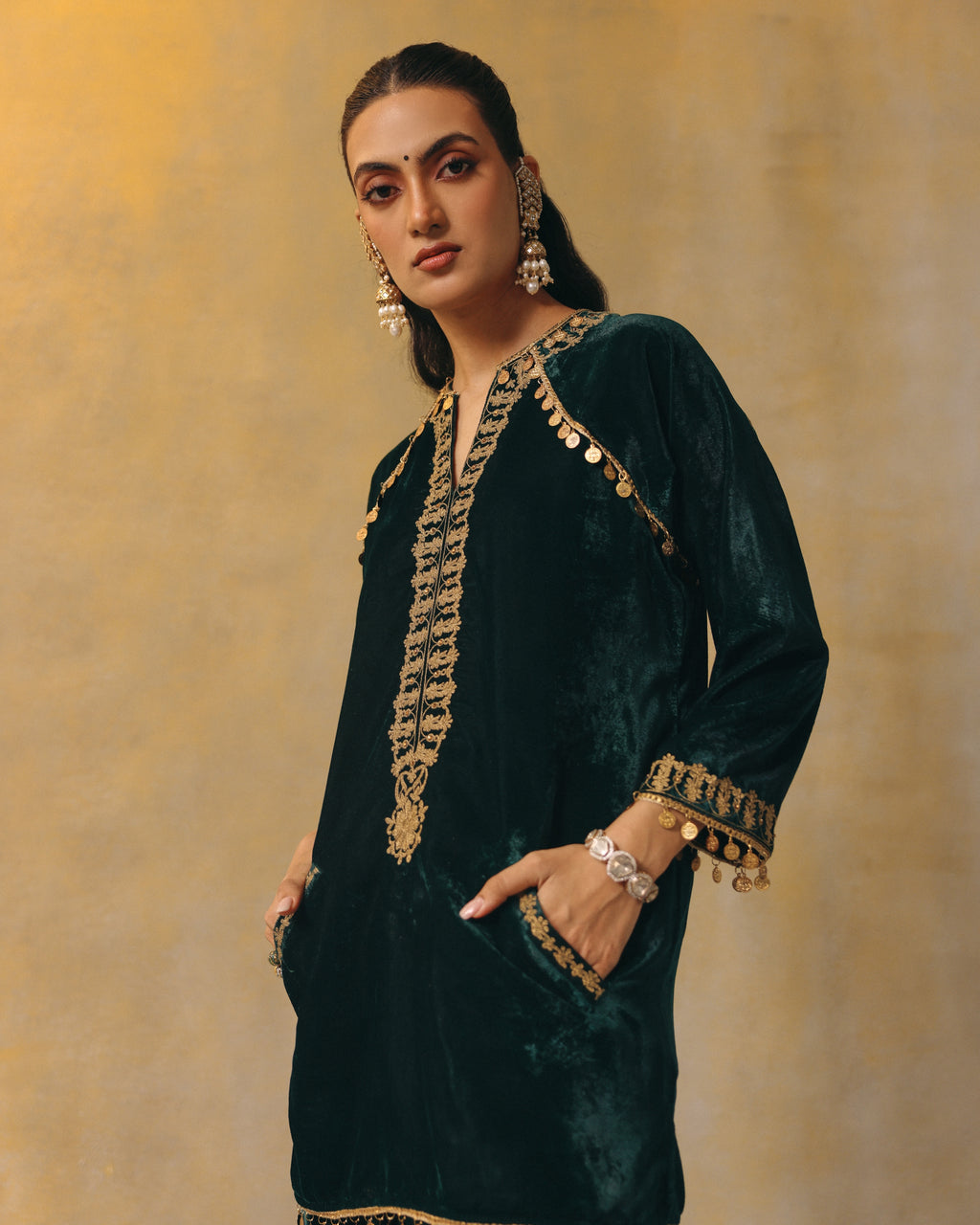 Emerald Velvet Firan Kurta Set