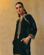 Emerald Velvet Firan Kurta Set