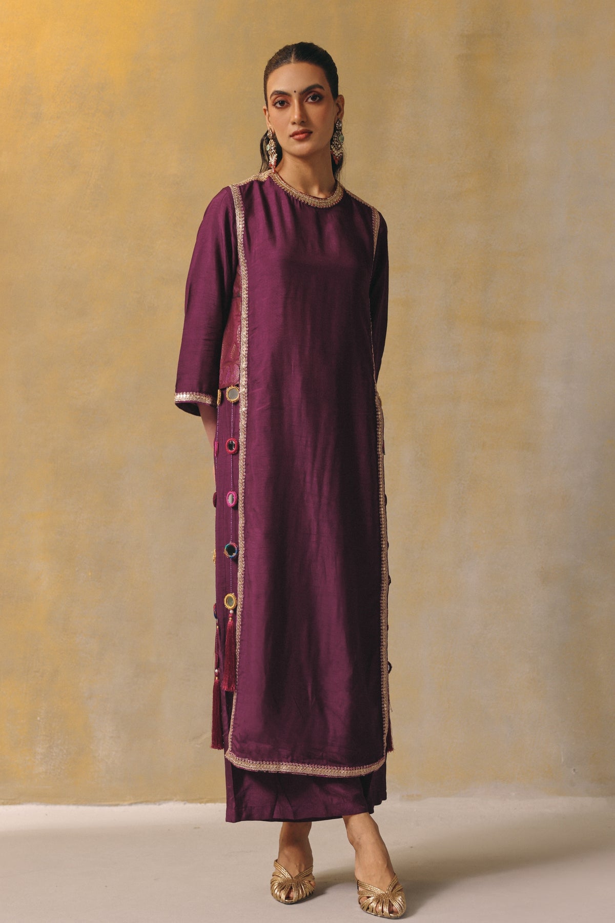 Ruby Tassel Long Kurta Set