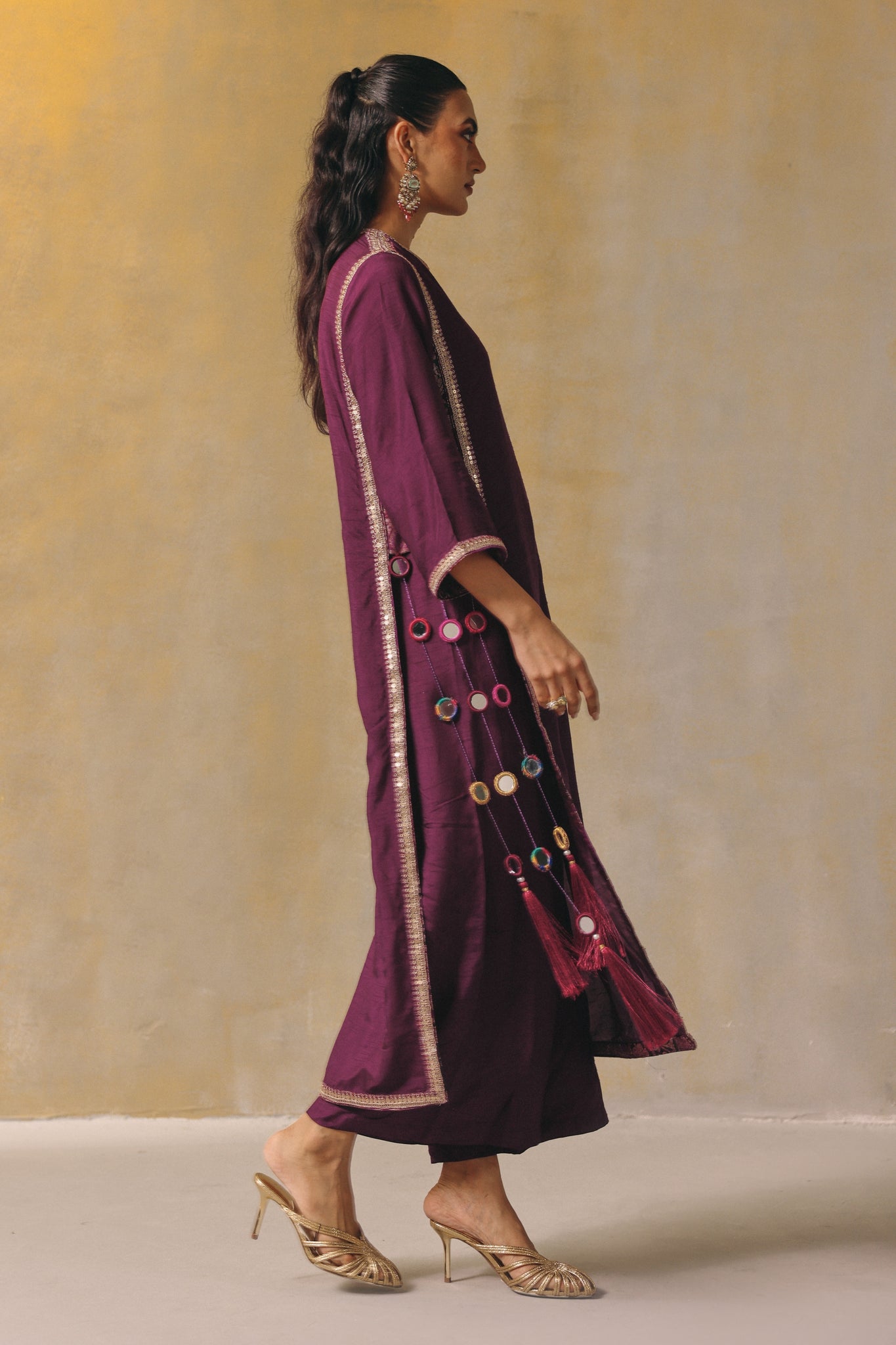 Ruby Tassel Long Kurta Set