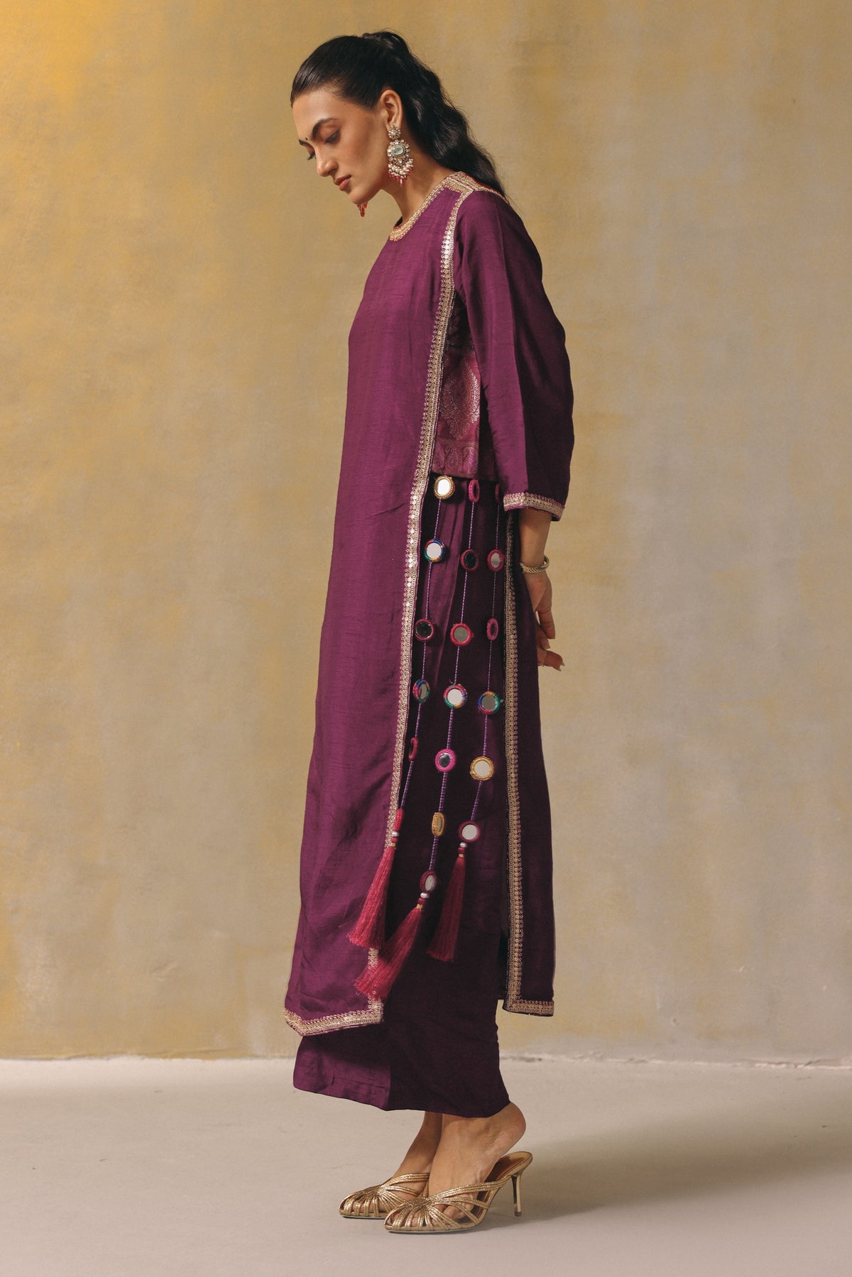 Ruby Tassel Long Kurta Set