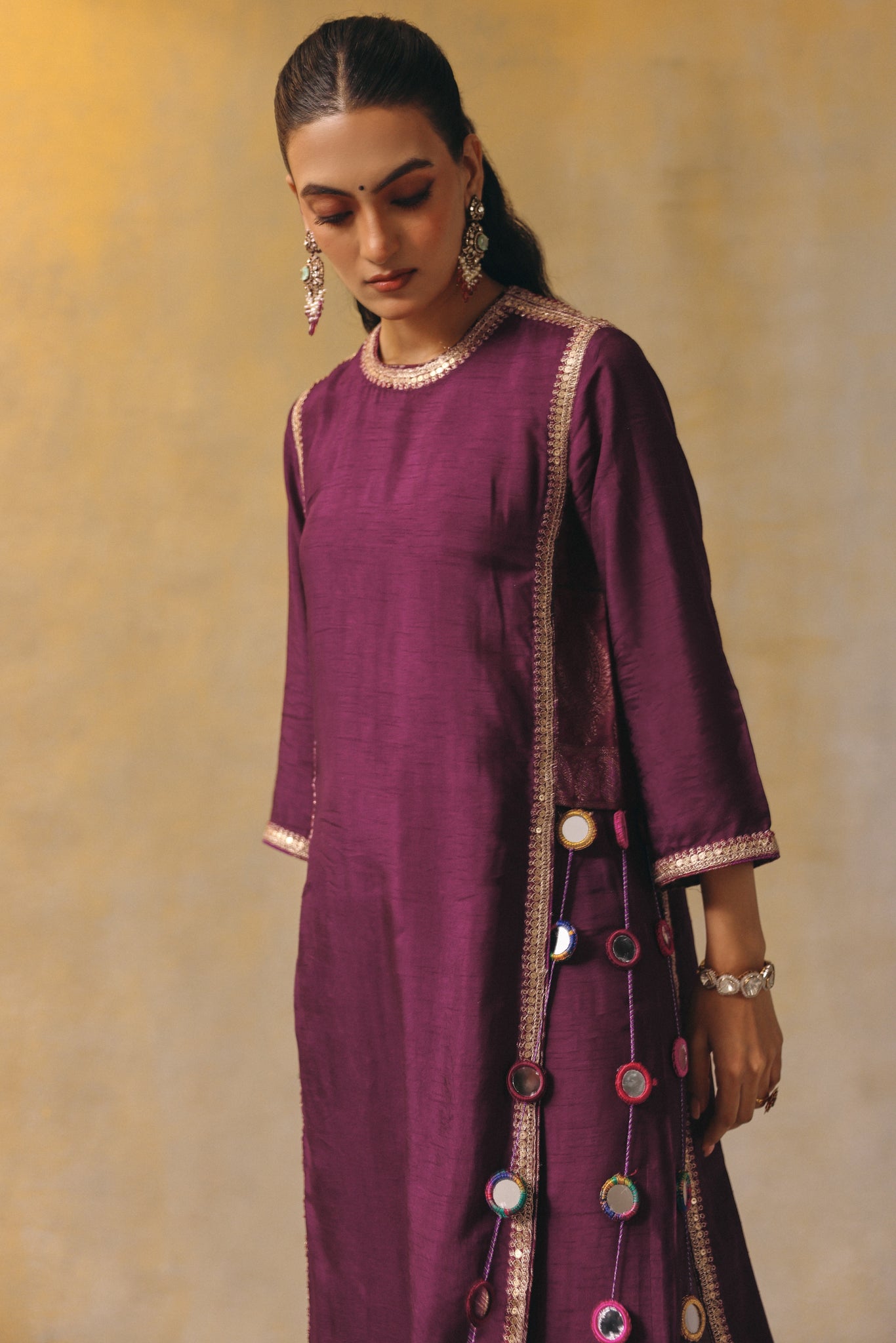 Ruby Tassel Long Kurta Set