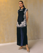 Midnight Floral Threadwork  Kurta Set