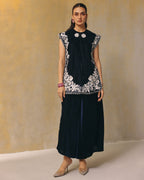 Midnight Floral Threadwork  Kurta Set