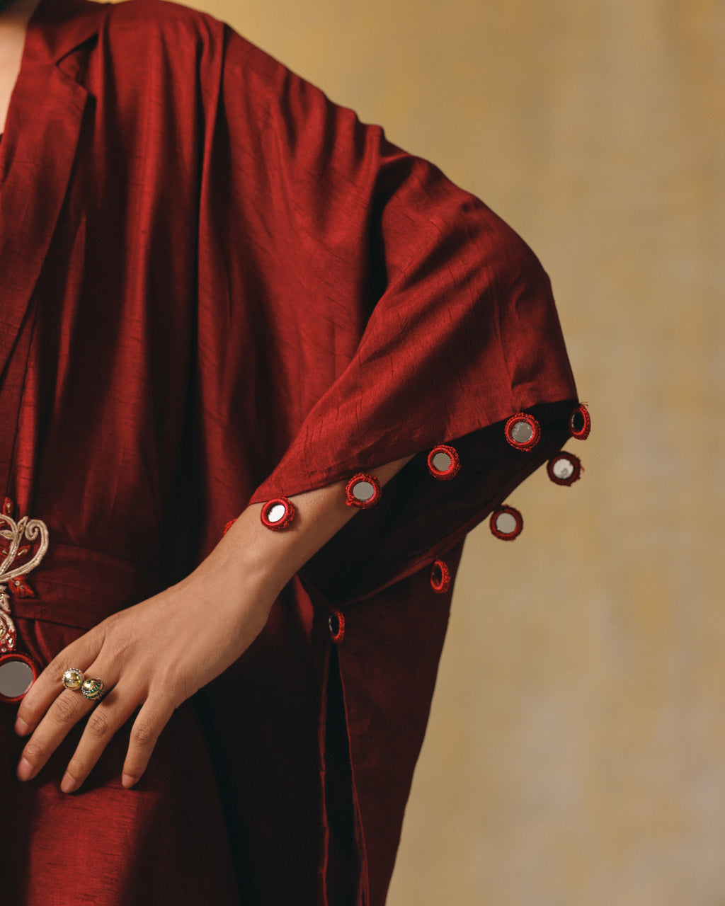 Terracotta Embroidered Kimono Set