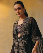 Moonlit Noir Organza Cape Set