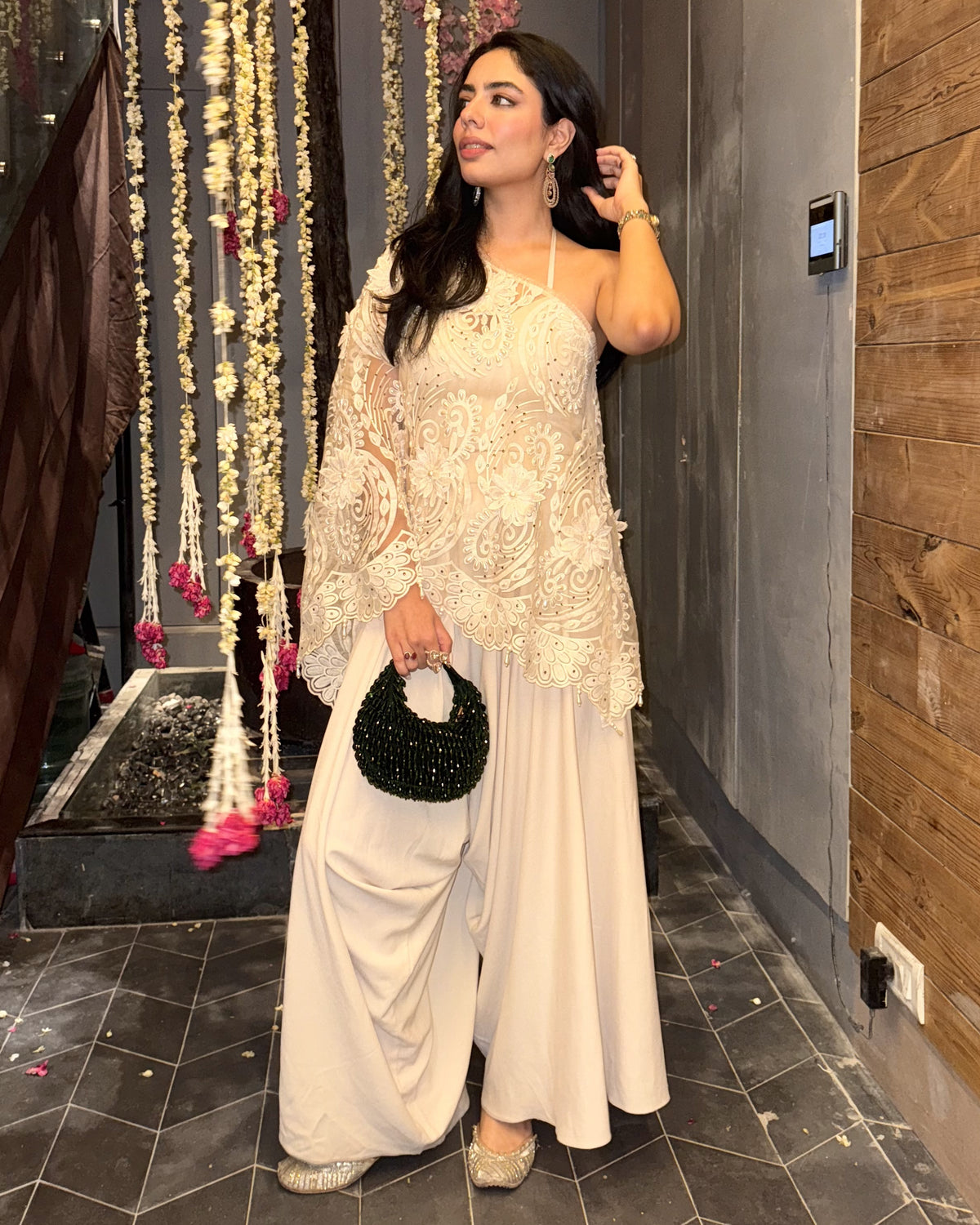 Shravani Vohra in Ivory Organza Cape Dhoti Set