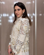 Enna Singh in Ivory Pearl Organza Jacket Set