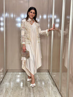 Ivory organza pearl detail jacket