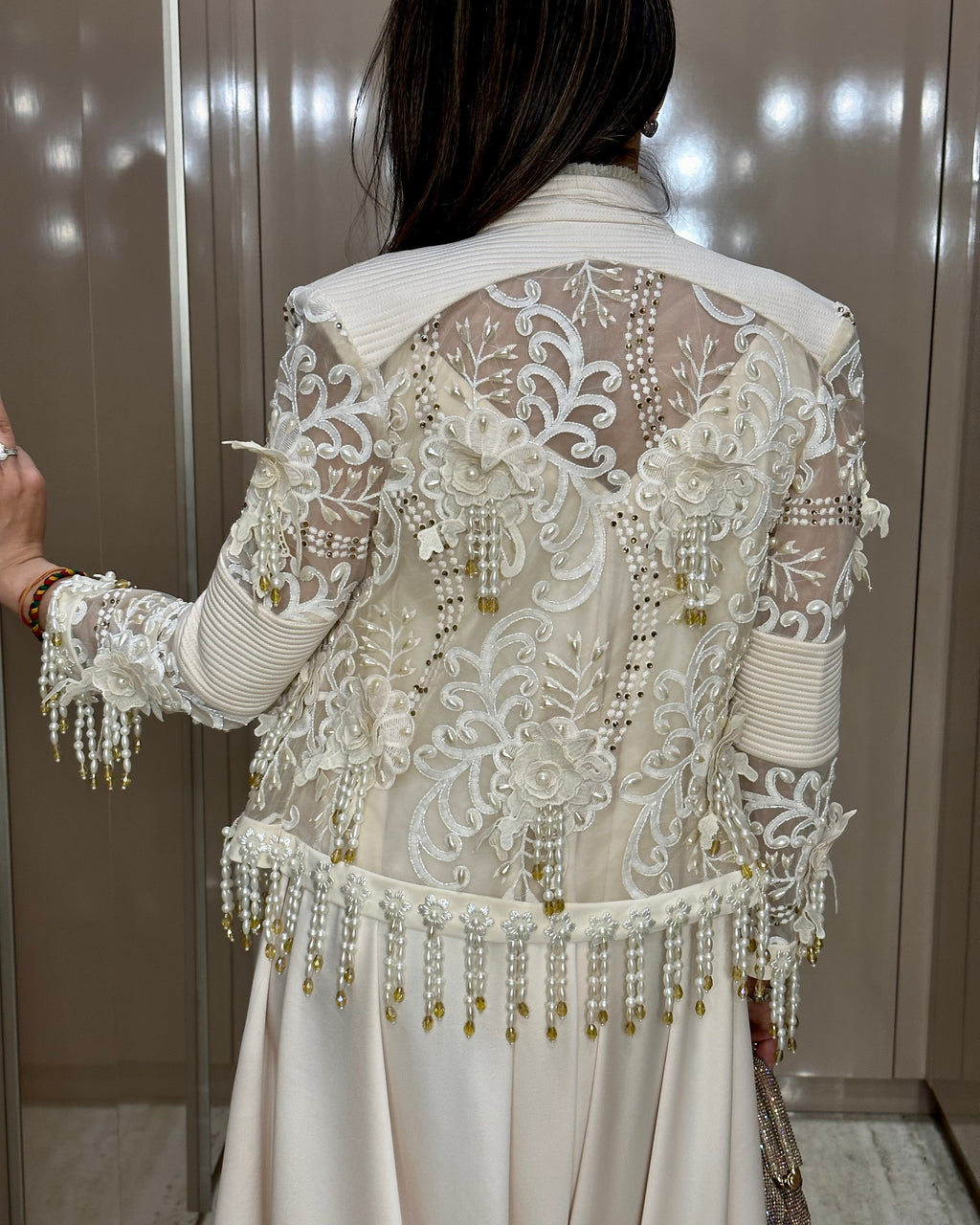 Enna Singh in Ivory Pearl Organza Jacket Set