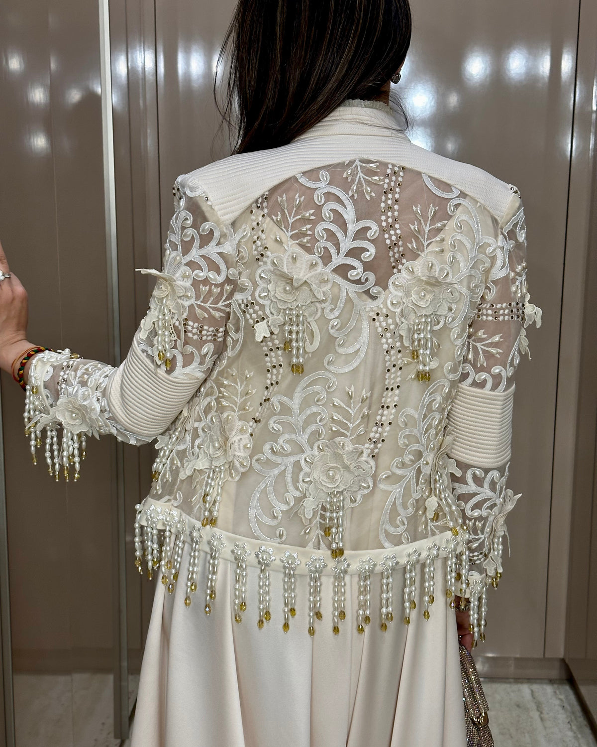 Enna Singh in Ivory Pearl Organza Jacket Set