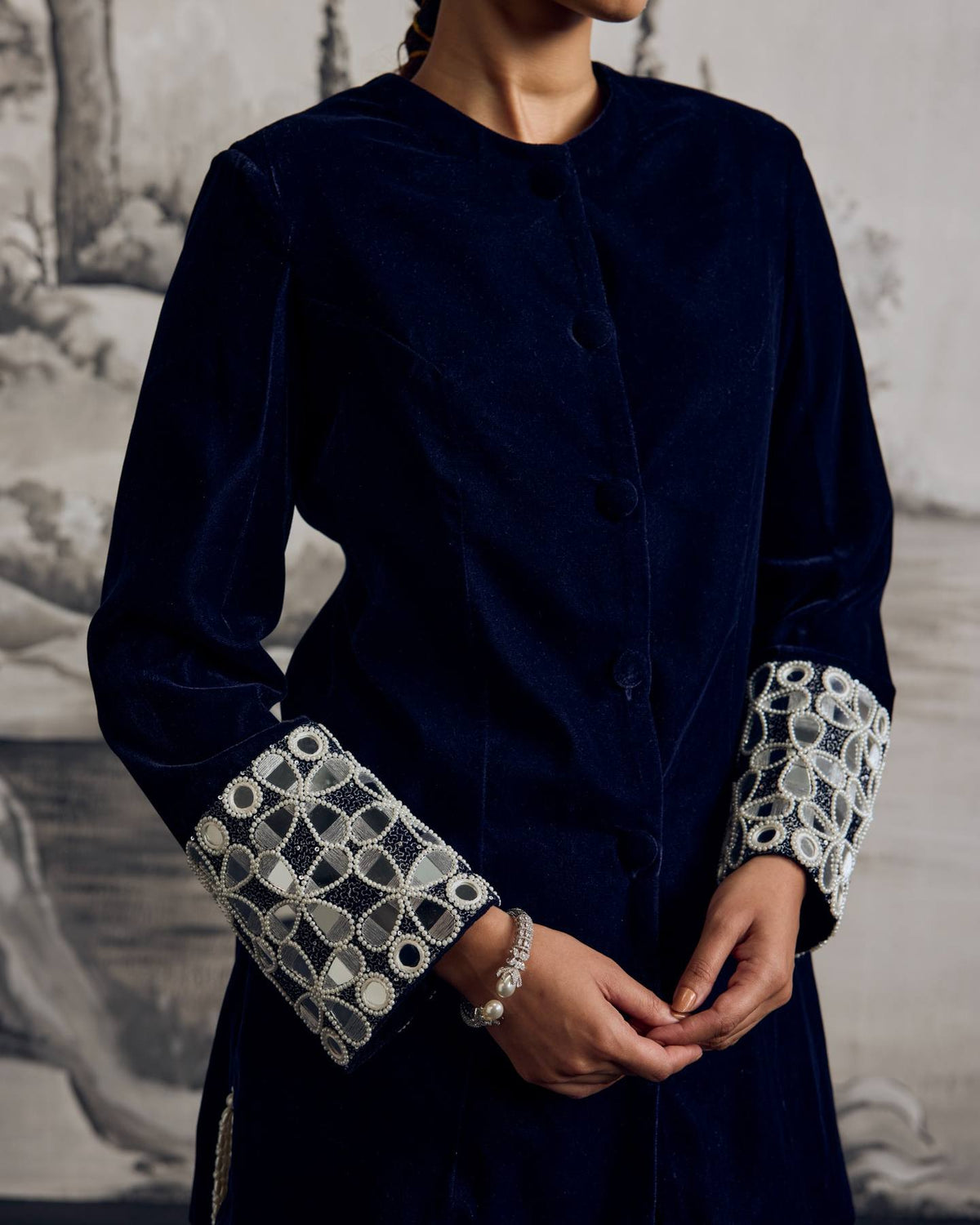 Navy Mirror Velvet Set